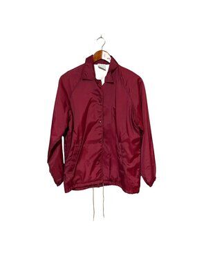 Vintage Sears Burgundy Coach Jacket L 100% Nylon Shell & Cotton Lining